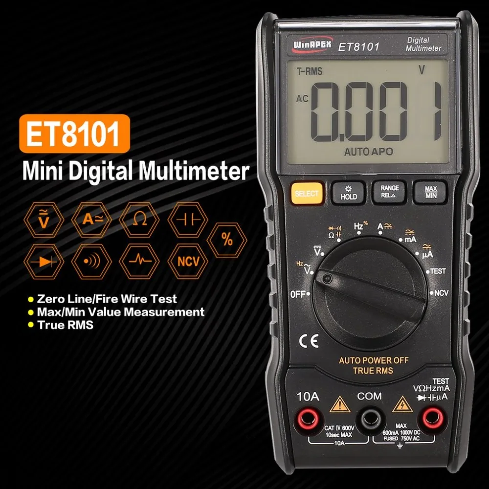 ET8101/ET8102 Цифровой мультиметр 5999 отсчетов истинный RMS AC/DC Вольт Ампер Ом Емкость Частота NCV Диод Непрерывность