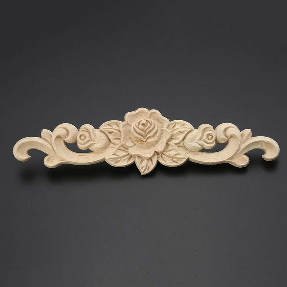 Vintage Unpainted Wood Carved Corner Onlay Applique Frame For Home Furniture Wall Cabinet Door Decor Craft | Дом и сад