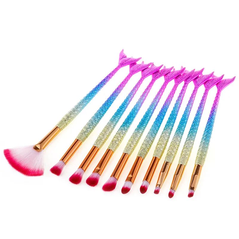 10 шт. Русалка кисти для макияжа разных форм набор рыбий хвост основа порошок