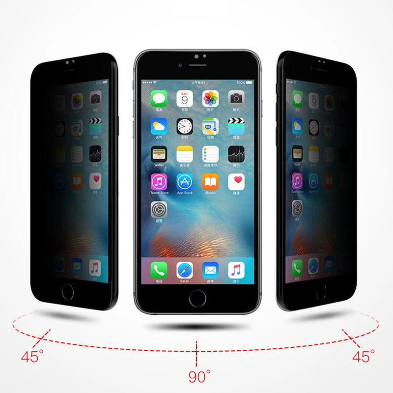 Изогнутое Полноразмерное закаленное стекло 9D с защитой от шпионов для iPhone X XS MAX XR
