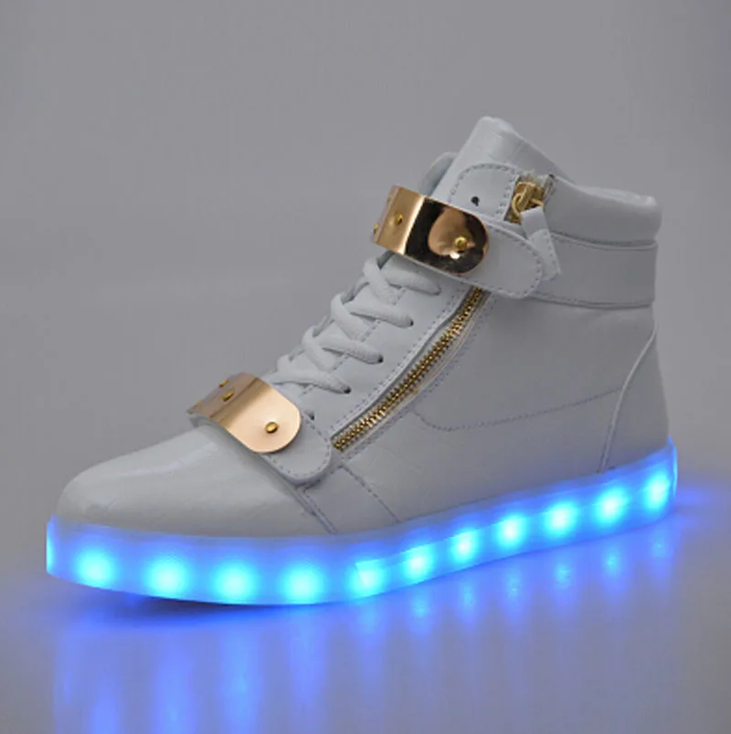 Модная мужская обувь с подсветкой 8 видов цветов светящаяся высоким берцем для