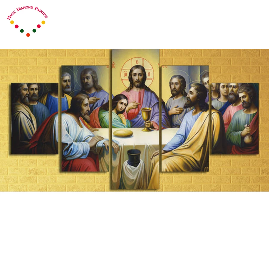 

Алмазная живопись «сделай сам» 5 шт./компл. с Иисусом «Последний Ужин», вышивка крестиком, домашний декор, алмазная вышивка 5d, мозаичная карт...