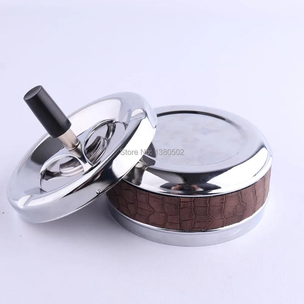 Stainles steel unique design pressing smokeless cigarette ashtray with lids cenicero | Дом и сад