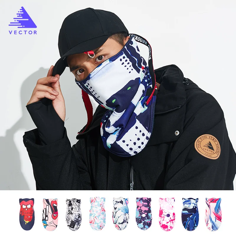 VECTOR Men Women Thermal Fleece Skiing Bibs Windproof Snowboard Warmer Face Mask Bike Triangular Scarf Mask|Лыжные нагрудники| |