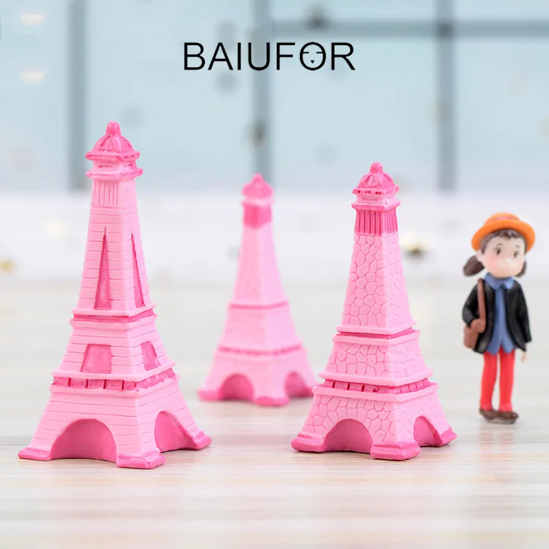 BAIUFOR Architecture розовая башня Террариум фигурки DIY Мини Сказочный Сад миниатюрные
