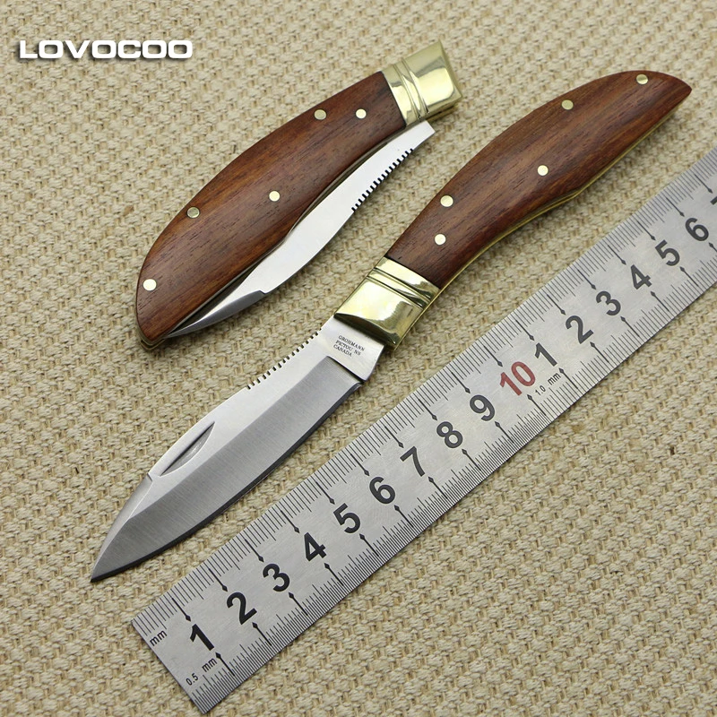 Складной нож LOVOCOO PICTOU NB карманный клинок 9cr18mov с ручкой из меди и палисандра для