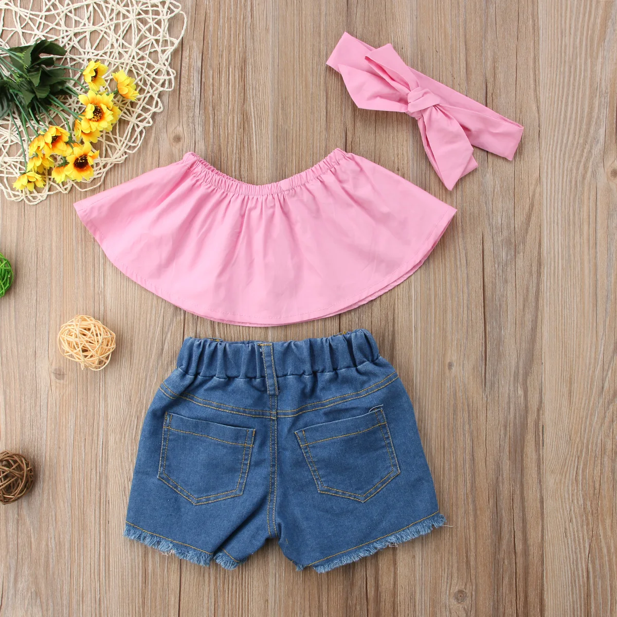 2018 детский укороченный розовый топ с открытыми плечами для новорожденных