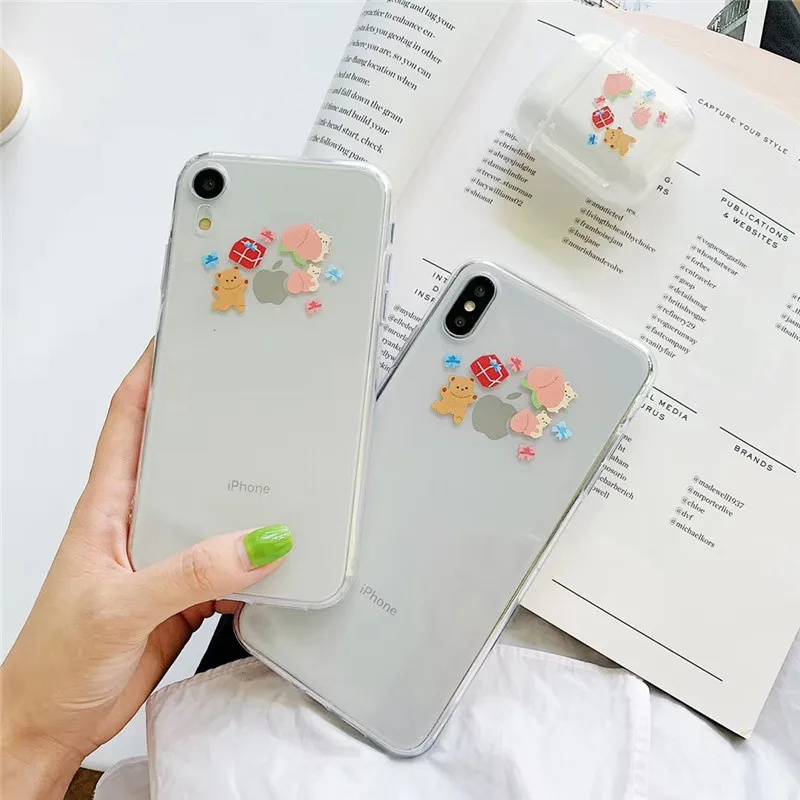 Мультяшная Водонепроницаемая персиковая Сумка медведь для iphone XS MAX XR X 6 6s 7 8 plus