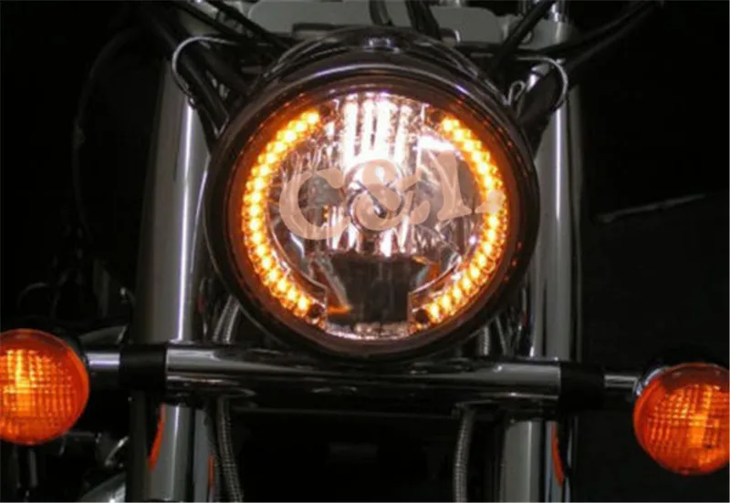 Новая мотоциклетная фара Amber 26 LED Круглая 7 &quotH4 с поворотным сигналом Firs для Harley
