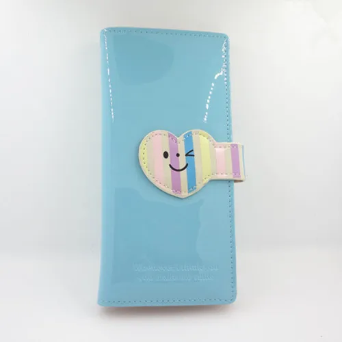 Милый женский кошелек со смайликом блестящий из искусственной кожи длинный