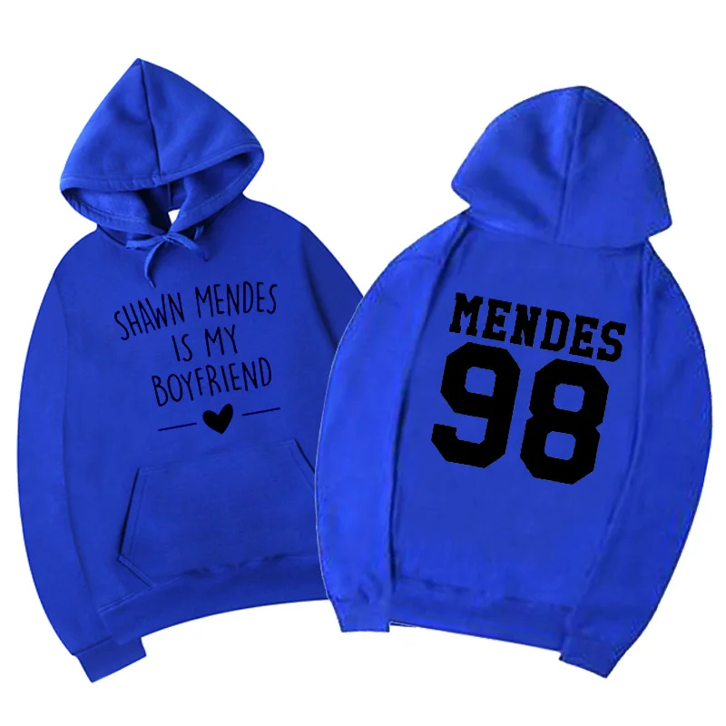 Vsenfo Shawn свитшоты с мендесом женские забавные толстовки с надписью Shawn Mends Is My Boyfriend и толстовки для фанатов подарки - Цвет: Blue