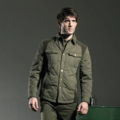 army green Freearmy брендовая мужская хлопковая стеганая теплая куртка зимняя Толстая куртка рубашка с длинным рукавом куртка-бомбер мужская стеганая куртка Ms-6082 - Цвет: army green