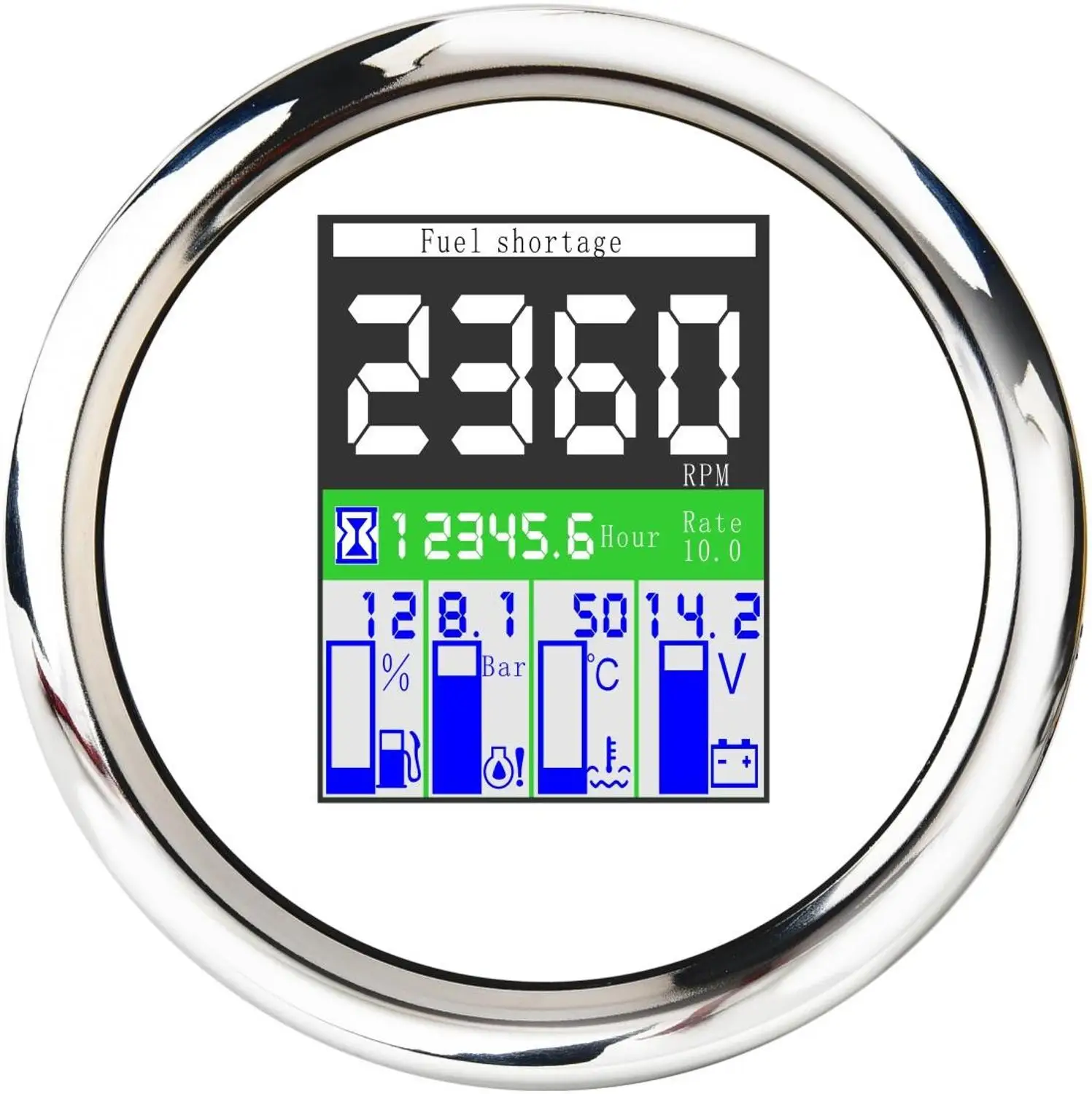 316 Stainless Steel Five Multifunction Gauge IP67 85mm For Marine Boat Yacht