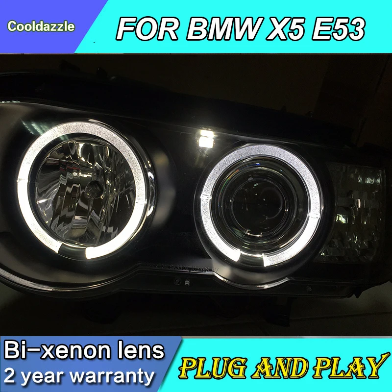 Для BMW X5 E53 светодиодные фары ангельские глазки 1999 2000 2001 2002 2003 года с комплектом HID