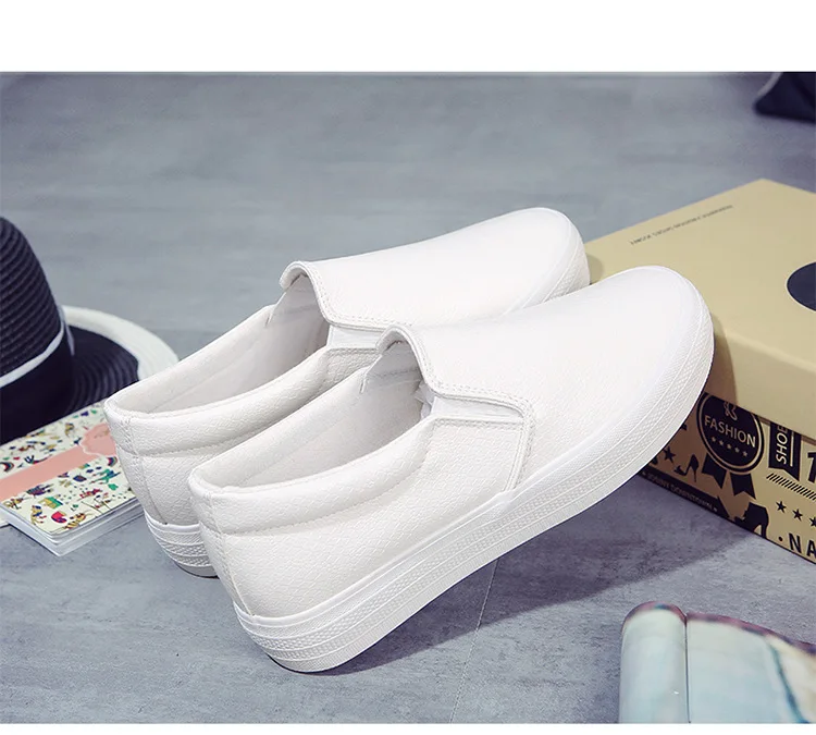fashion new style womens pu leather shoes platform casual breathable women's slim slip on sneakers for women |