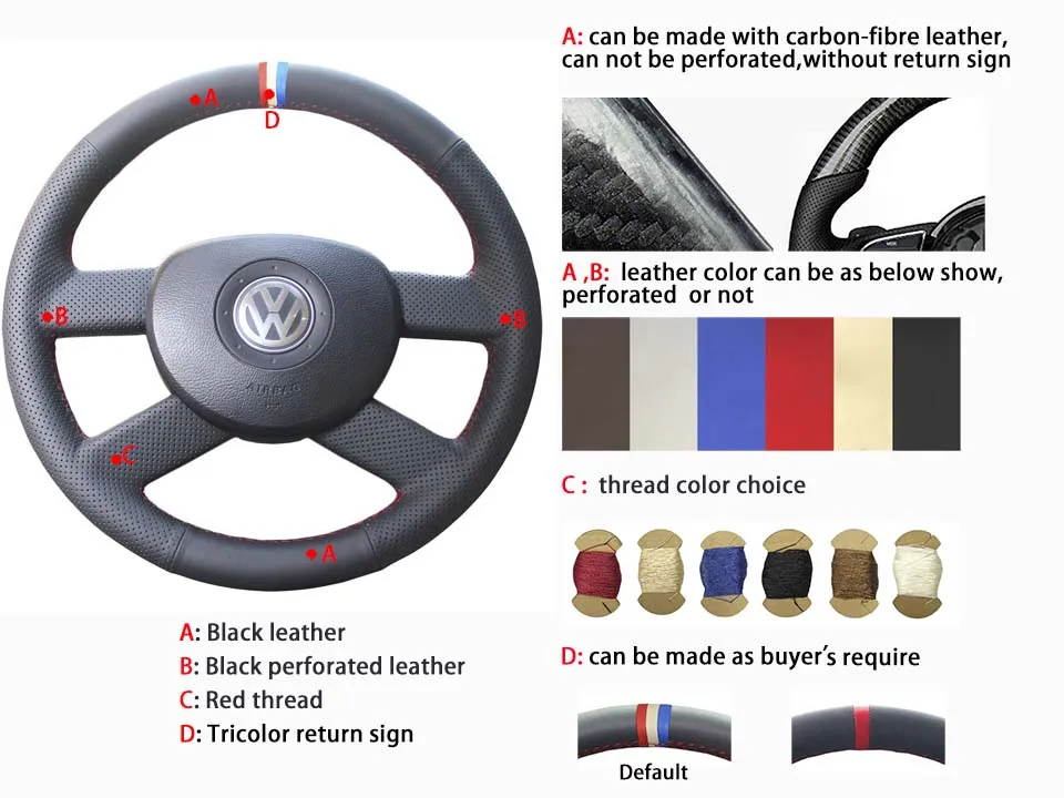 PONSNY из искусственной кожи рулевого колеса автомобиля обложки для Volkswagen VW Polo 2003-2006