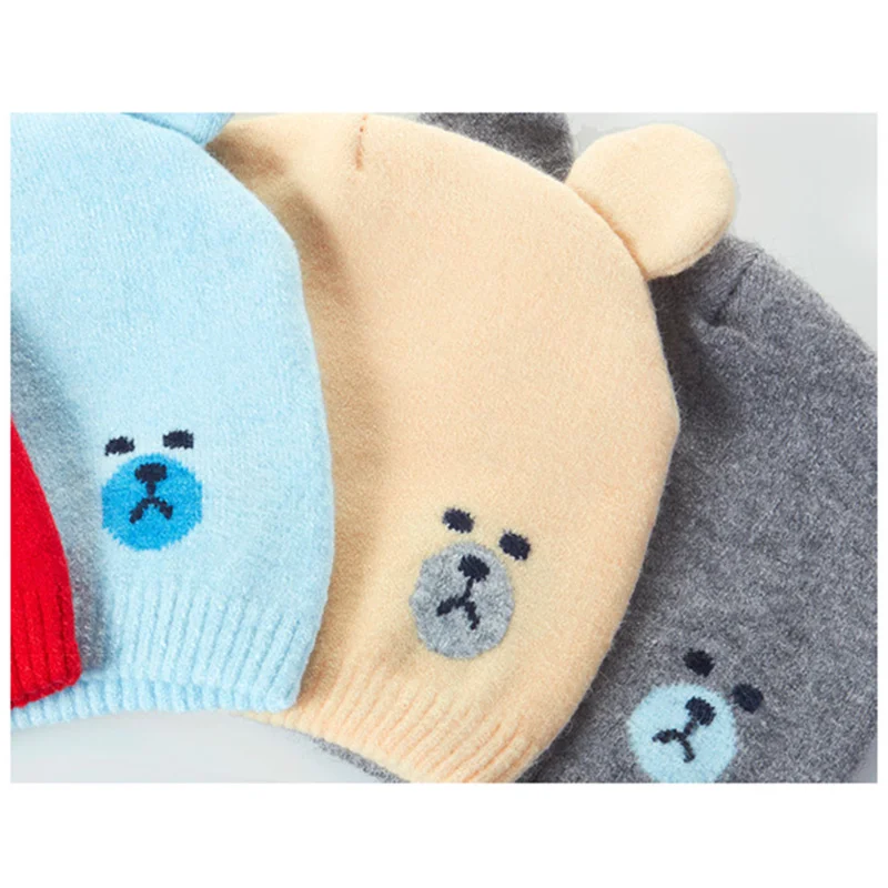 

Autumn Winter Caps Scarf Suits Warm Knitted Beanie Cap Cute Cartoon Bear Beanie XRQ88