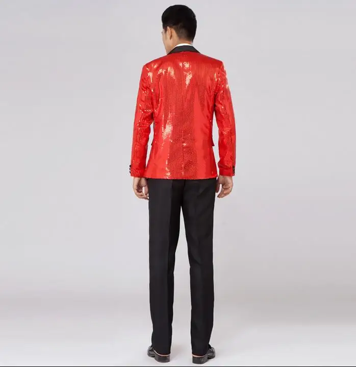 Черный белый красный золотой синий блестящий тонкий костюм мужской новейший