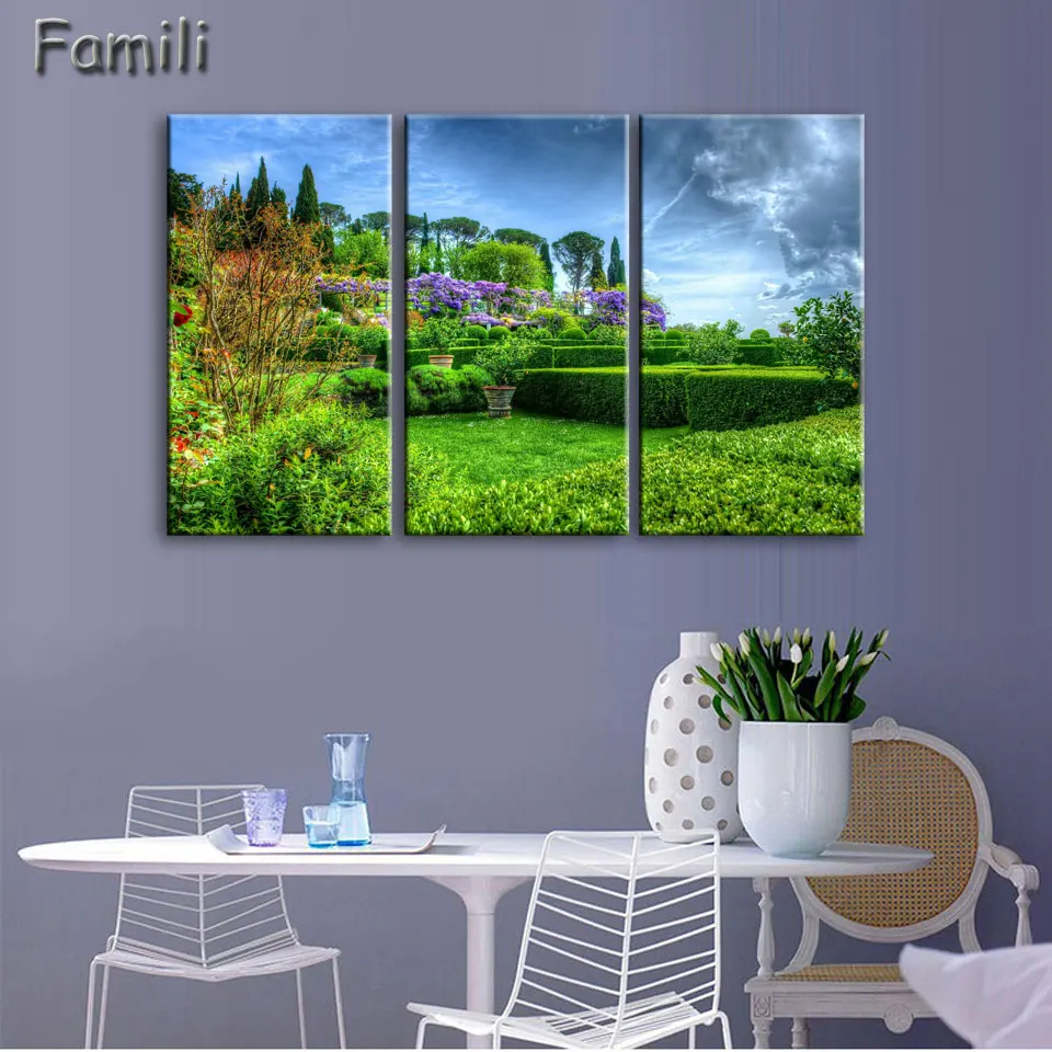 Pintura en lienzo de paisaje para sala de estar, arte de pared espectacular, imagen de sol, gran oferta, 3 piezas-5