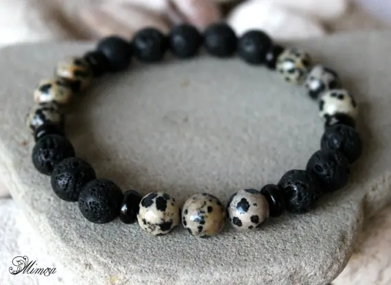 8 мм мужской браслет из лавы далматиняшмы далматиняшма мужские браслеты с