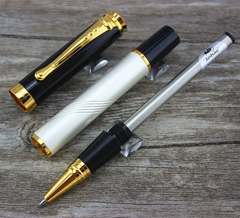 Jinhao 500 ручка с резьбой по белой линии металлическим роликом шариковая заправка