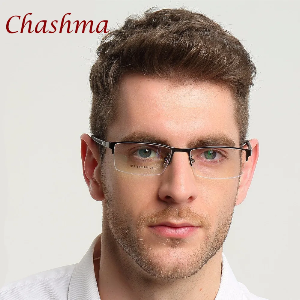 Мужские Брендовые очки Chashma модные для мужчин синие с полуободковой оправой