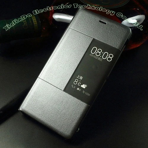 Чехол для HUAWEI P9 PLUS, 1:1, Официальный смарт-чехол для просмотра, кожаный флип-чехол для HUAWEI P9/P9 Plus, No: P91 - Цвет: Серый