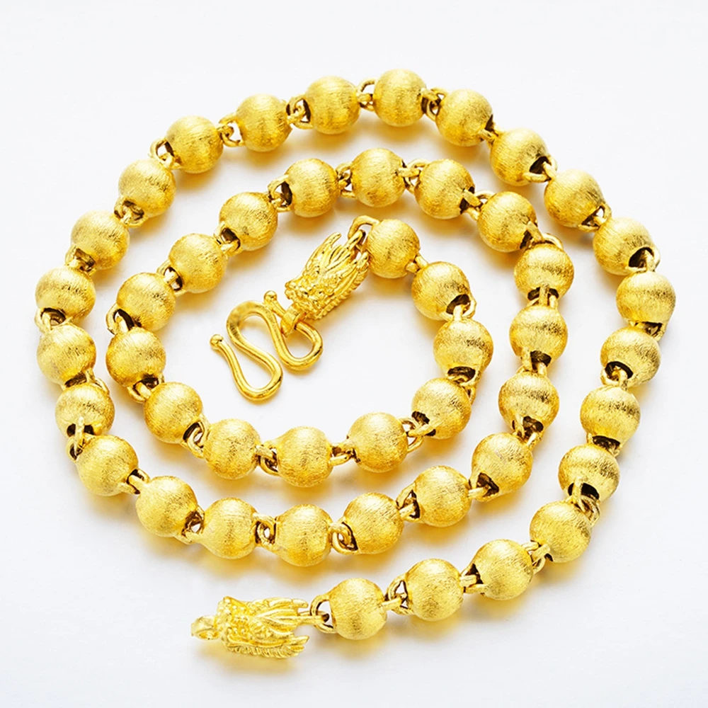 

Hip Hop Mens Beads Chain Yellow Gold Filled Classic Massive Mens Necklace Jewelry 600mm Long