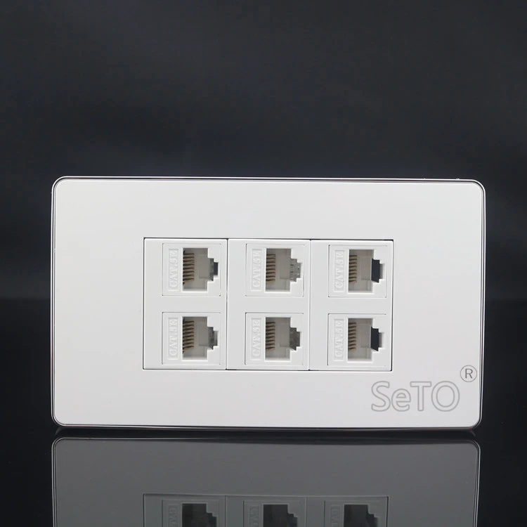 SeTo 120 тип 6 портов RJ45 Cat5e сеть Lan панель настенная пластина розетка Keystone Лицевая панель