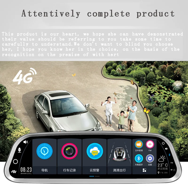 Car DVR10&quot Touch Android 5.1 Reversing Rearview mirror video wifi GPS Parking Monitor e-dog Intelligent voice Dual Lens Dash Cam |