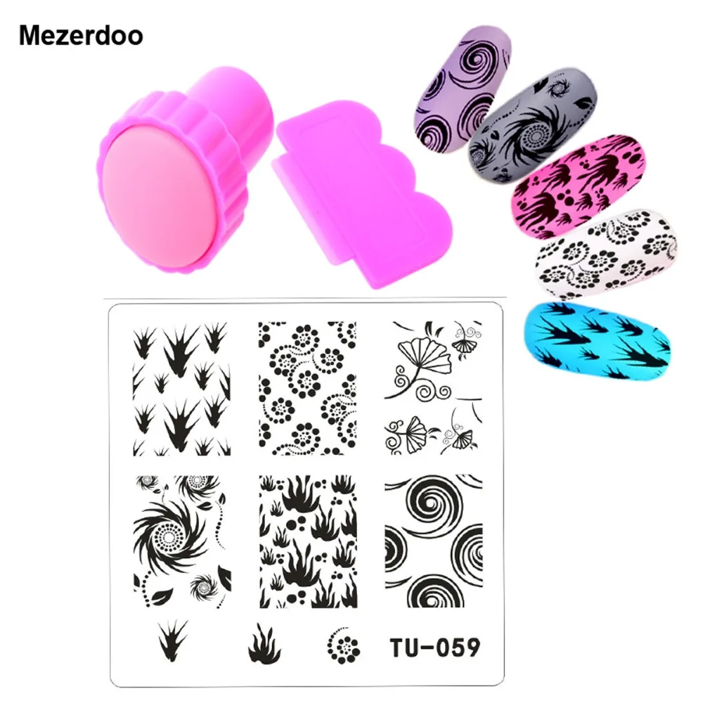 Штамп для ногтей Mezerdoo 3 шт./компл. пламя Ласточка дизайн изображения пластины и