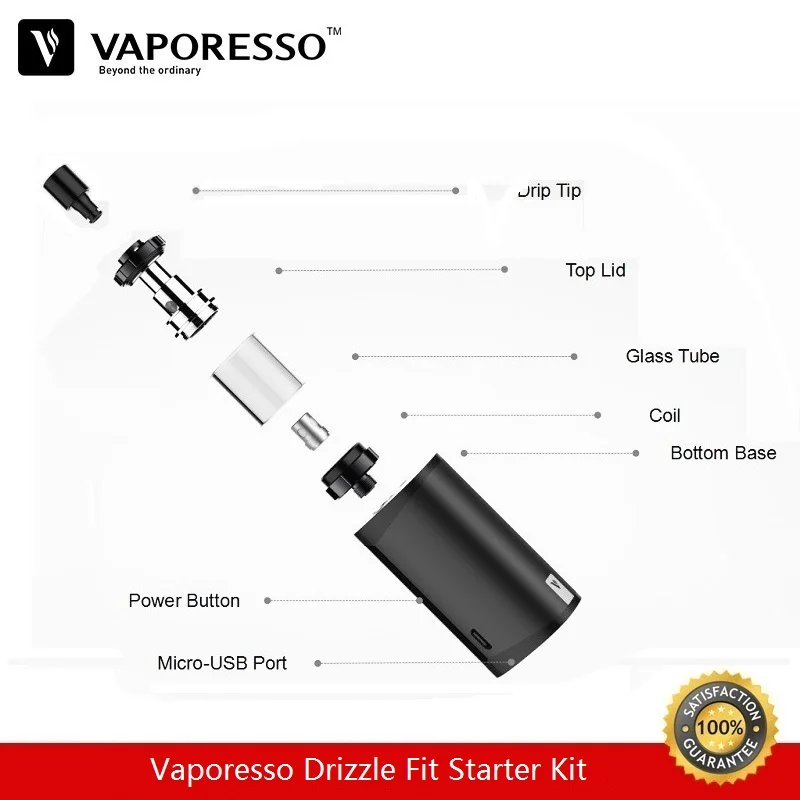Предзаказ Vaporesso Drizzle Fit Starter Kit 40 Вт 1400 мА/ч бокс мод с атомайзером для вейпа 1 8 мл