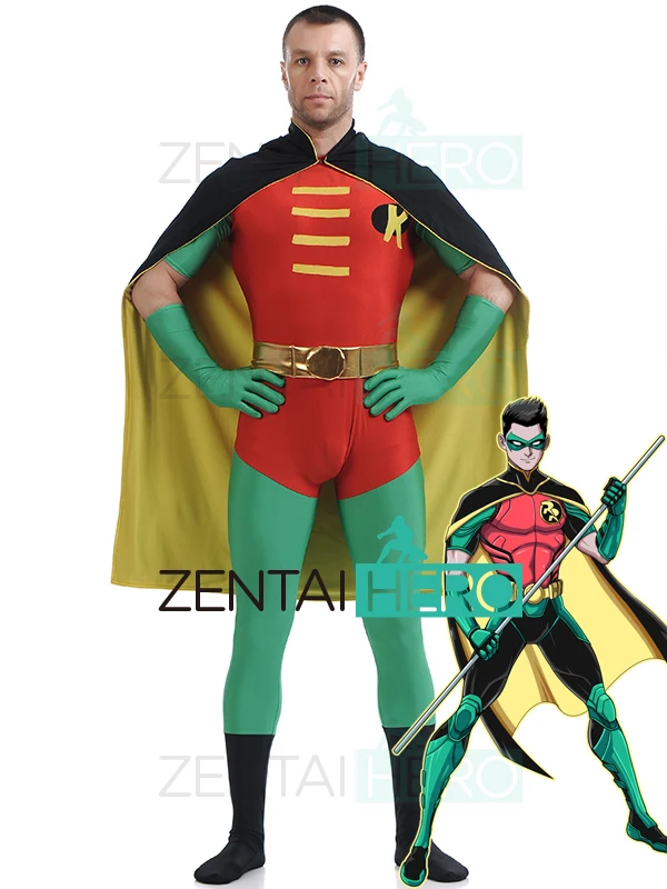 Бесплатная доставка блестящие колготки красный и зеленый супергерой Robin