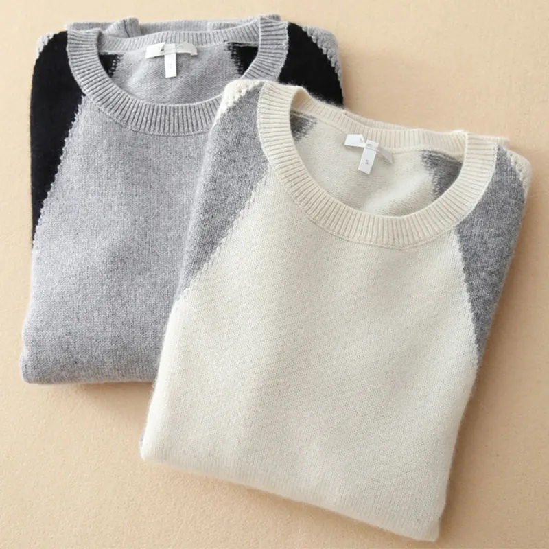 Весенне-осенний трикотажный кашемировый свитер из 100% чистого кашемира в стиле