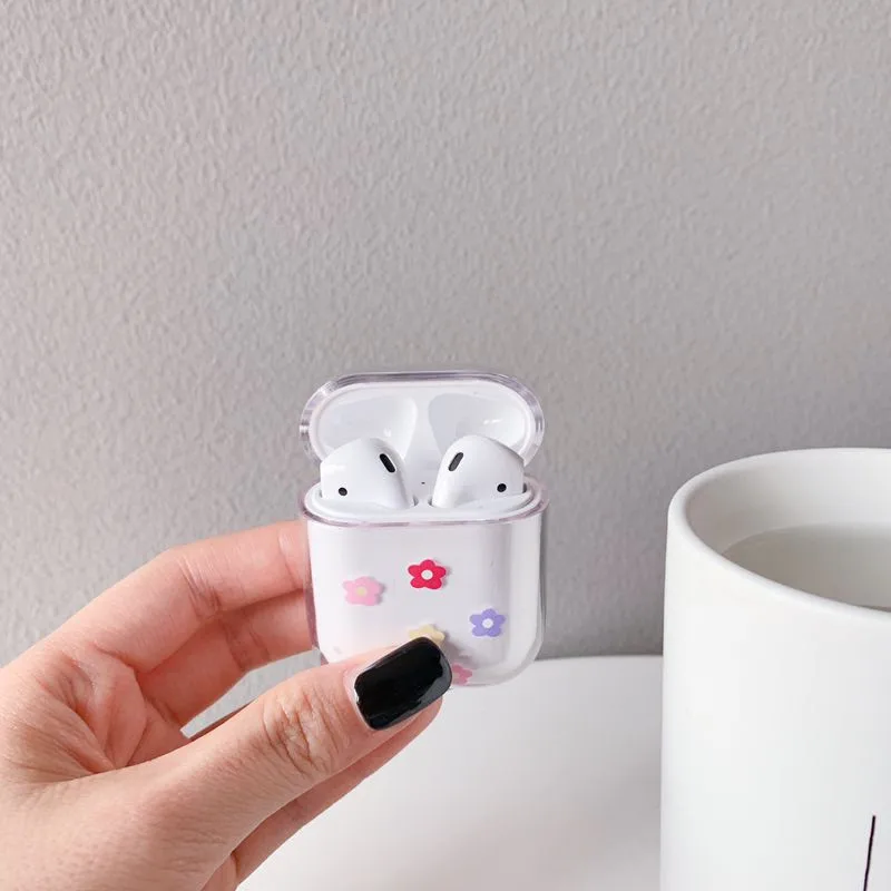 Цветочный чехол для Airpods мультфильм Прозрачный Футляр для AirPods гарнитура беспроводной Bluetooth Чехлы для Airpods Защитная крышка