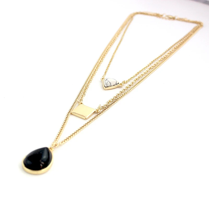 Женское многослойное ожерелье TOUCHEART длинное с черным камнем винтажное ювелирное