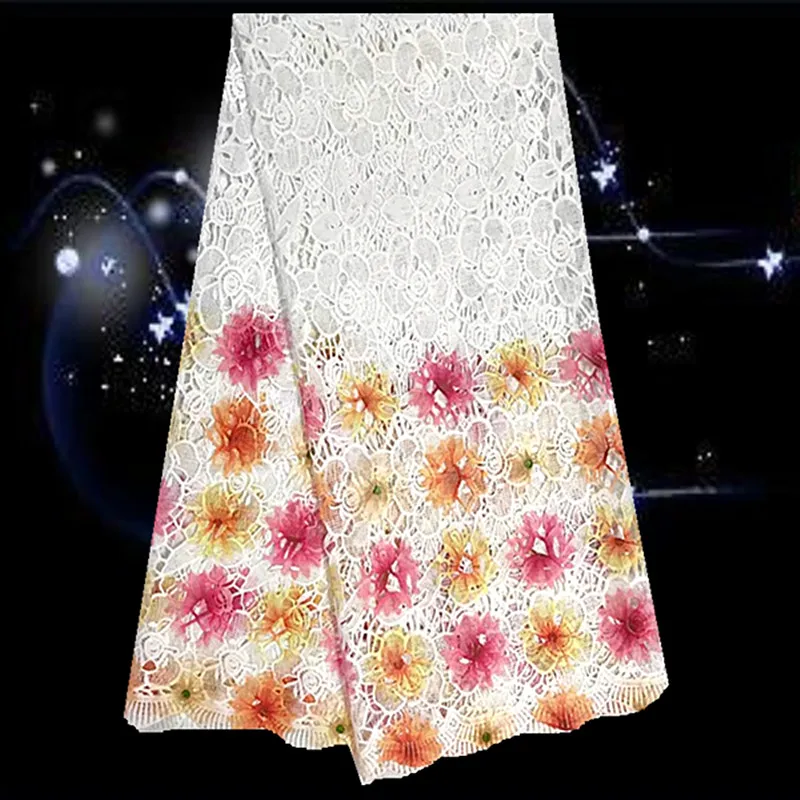 ZPS73 Good Quality Colorful Guipure Lace Material Hot African Cord Fabric Cotton Printed Water Soluble Online | Дом и сад