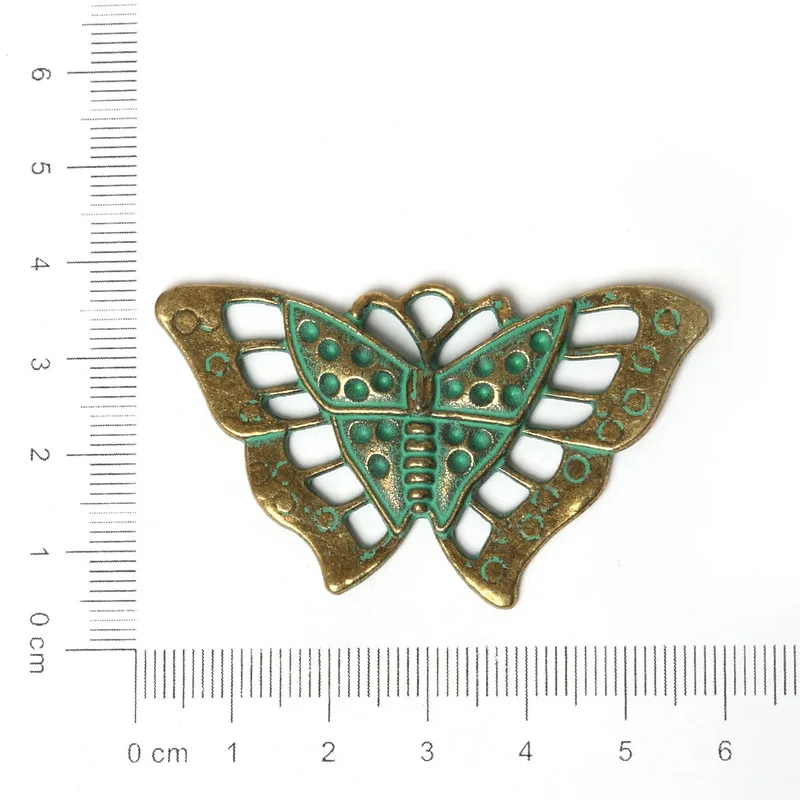 57x33mm 2pcs Ярь-Медянка, патина, покрытая винтажным цинковым сплавом, животные, бабочки, подвески, подвески для ожерелья, самодельные ювелирные изделия - Окраска металла: 57x33mm 2pcs