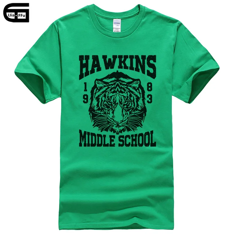 Летние Стильные футболки для мужчин Hawkins Middle School Tiger 1983, футболка с принтом, Повседневная футболка из хлопка T234