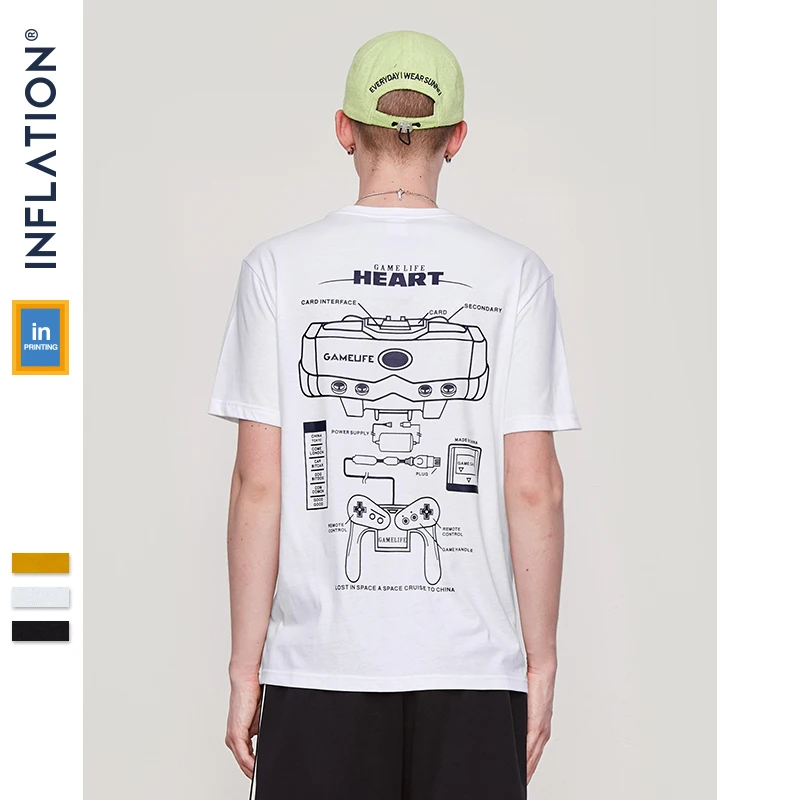 Мужская футболка с принтом INFLATION Повседневная коротким рукавом 91334S|Мужские