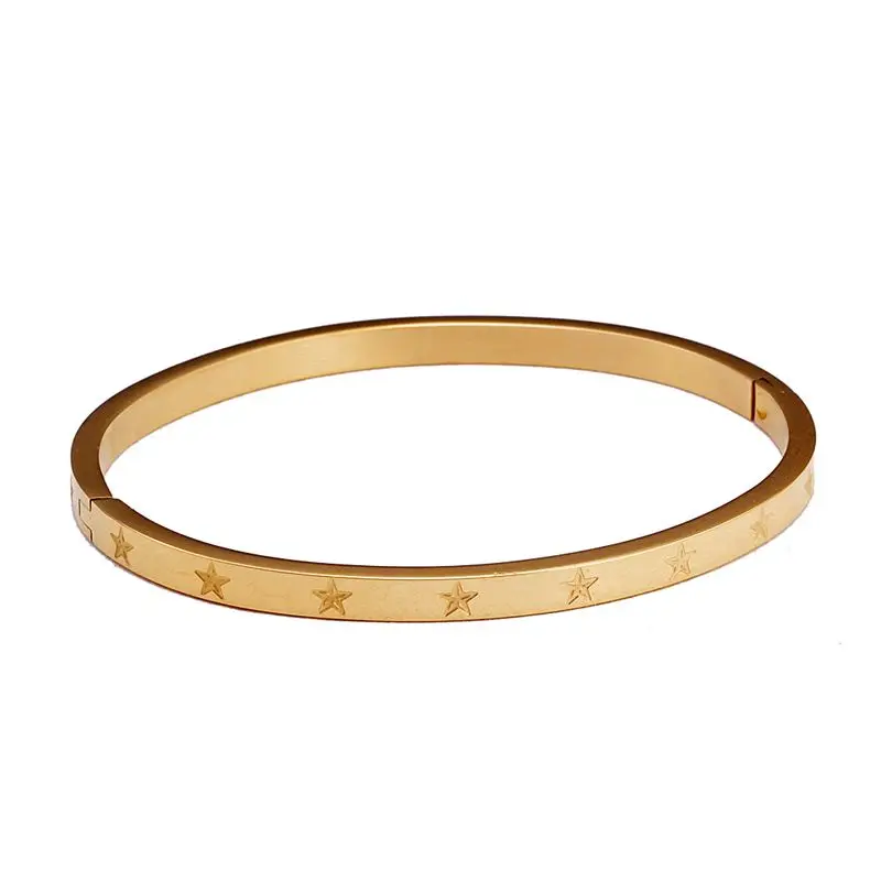 gold color 4mm 316L нержавеющая сталь браслеты с пентаграммой браслеты для женщин и мужчин покрытие из розового золота женские очаровательные манжеты Браслет вечерние ювелирные изделия - Окраска металла: gold color 4mm