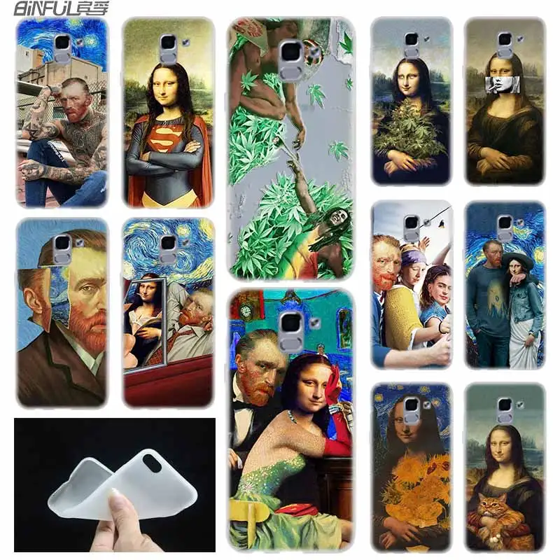 Мягкий чехол из ТПУ для Samsung Galaxy J6 J8 J5 J7 J4 Core Plus 2018 2016 2017 EU Prime Pro Ace Van Gogh Mona Lisa Funny