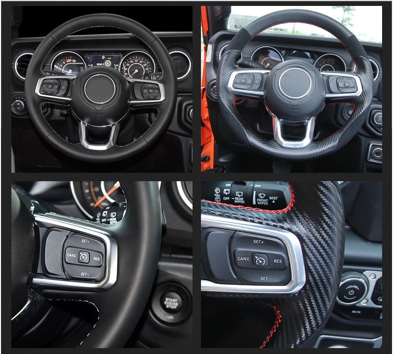 Lsrtw2017 углеродное волокно кожаный чехол рулевого колеса автомобиля для jeep wrangler JL