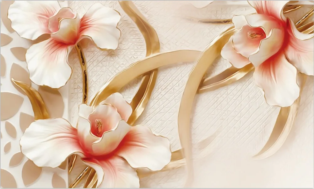 Объемная Большая фреска на заказ три красивые нефритовые обои с резьбой и