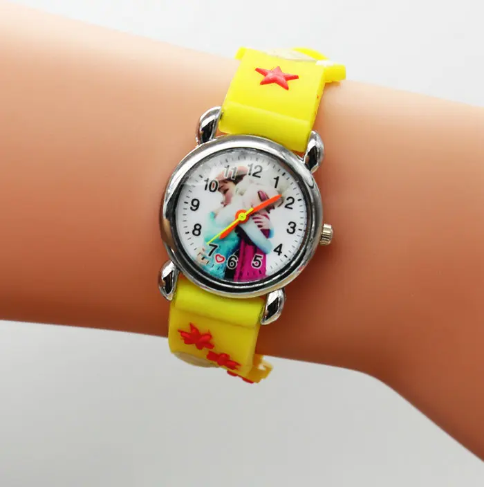 Infantil Reloj Принцесса Эльза Анна мультфильм часы 3D Для детей Кварцевые наручные часы