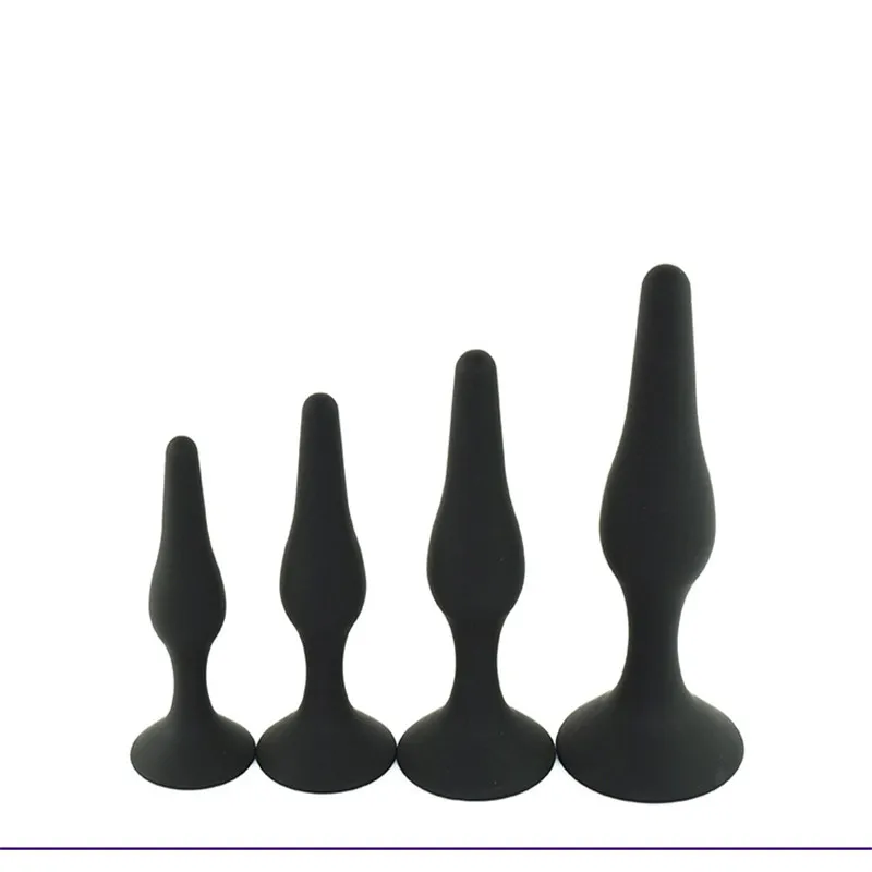 Sex Shop Purple and Black 4pcs/set 4Size Silicone Anal Plug Massage Stimulate Insert Anus Male Gay Adult Game Toys. | Красота и