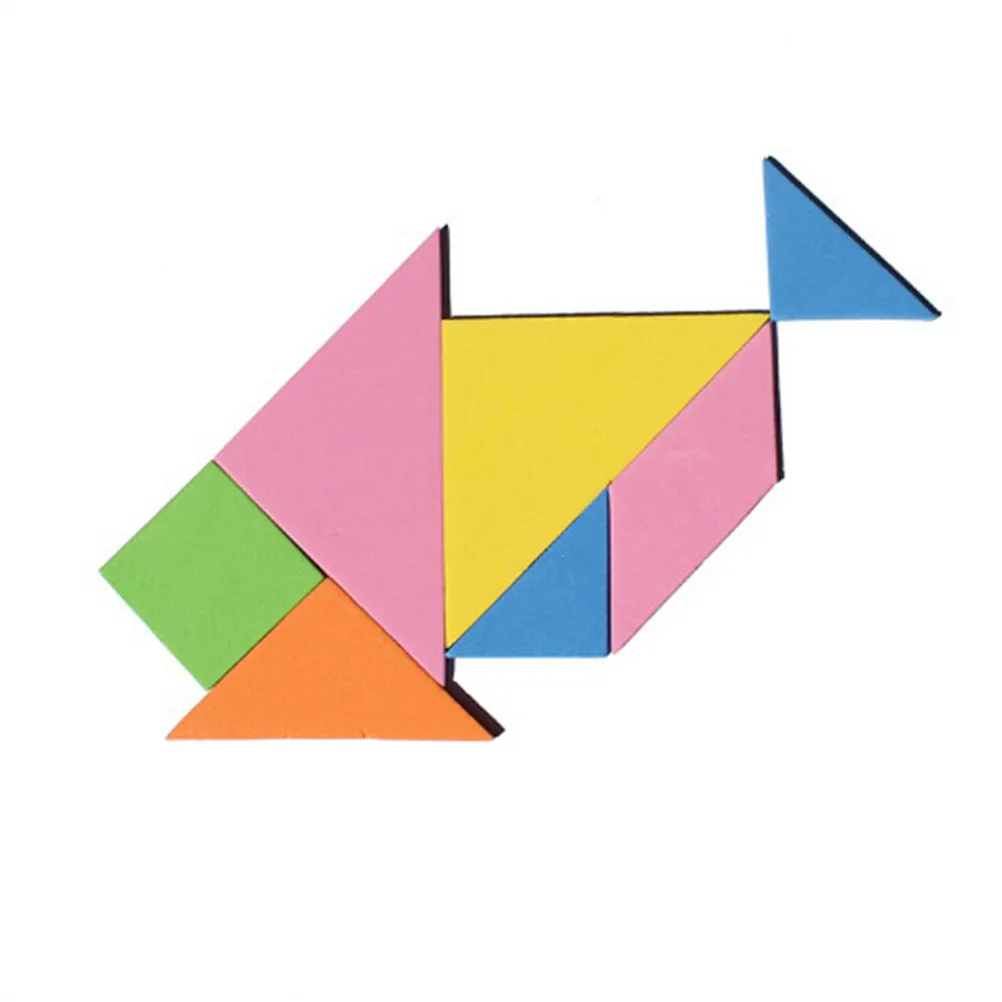 Деревянный пазл Tangram 7 шт. цветная квадратная головоломка IQ умные обучающие