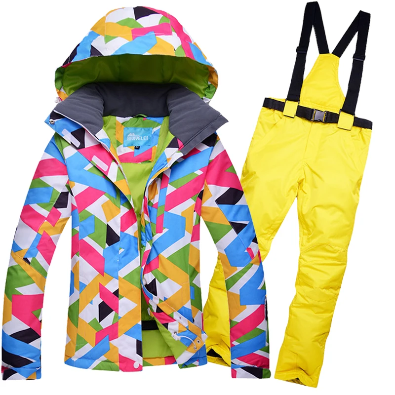 2019 зимний лыжный костюм для снежной погоды Женский комплект катания на лыжах