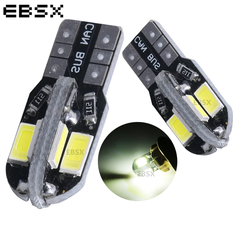 100 шт. Автомобильные светодиодные лампы W5W T10 Canbus 8 SMD 5630 5730 8SMD 12 В|Сигнальная лампа| |