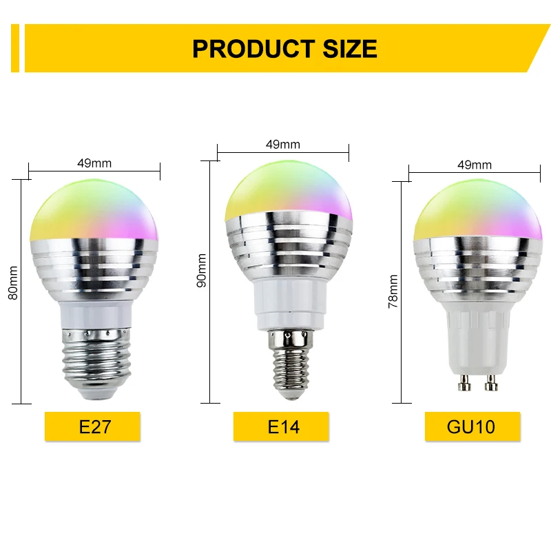 E27 E14 RGB светодиодный лампы 16 Цвет Сменные Spotlight AC85-265V затемнения Новинка Праздник